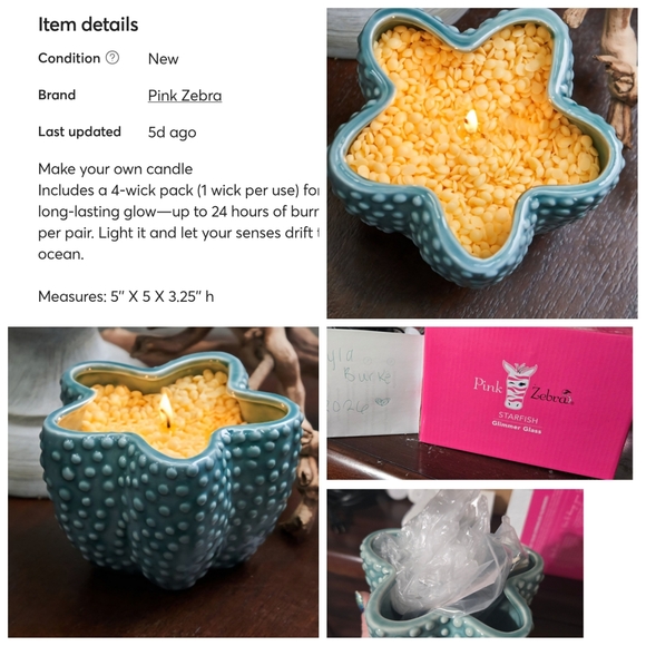 Pink Zebra Other - Pink Zebra Teal and Yellow Star Candle Holder